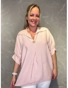 Rosa bluse med fald til kvinder – TIPPY Collection