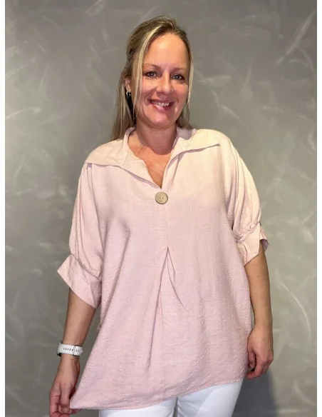 Rosa bluse med fald til kvinder – TIPPY Collection