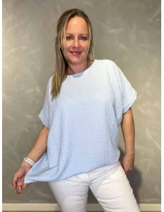 Sky bluse med struktur og elastik til kvinder – TIPPY Collection