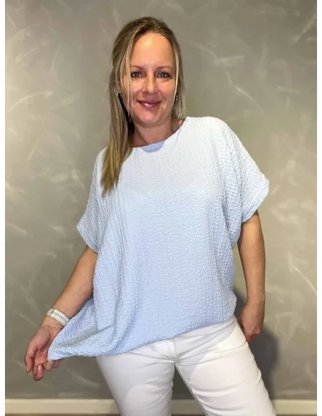 Sky bluse med struktur og elastik til kvinder – TIPPY Collection