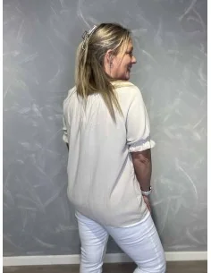 Sand bluse med snøre og pufærmer til kvinder – TIPPY Collection 2