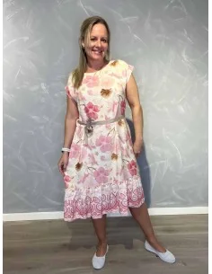 Lyserød kjole blomsterprint til kvinder – TIPPY Italian Select