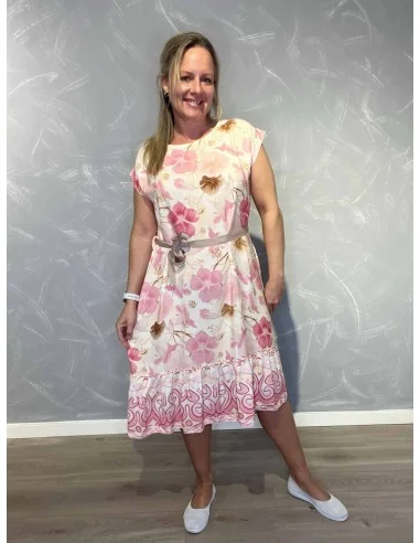 Lyserød kjole blomsterprint til kvinder – TIPPY Italian Select