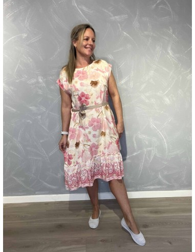Lyserød kjole blomsterprint til kvinder – TIPPY Italian Select