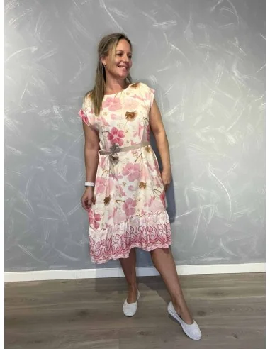 Lyserød kjole blomsterprint til kvinder – TIPPY Italian Select