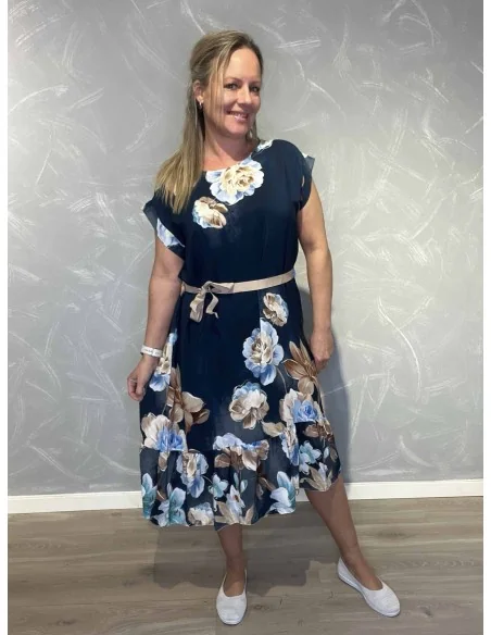 Navy kjole blomsterprint til kvinder – TIPPY Italian Select