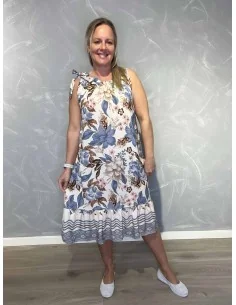 Blå kjole blomsterprint til kvinder – TIPPY Italian Select