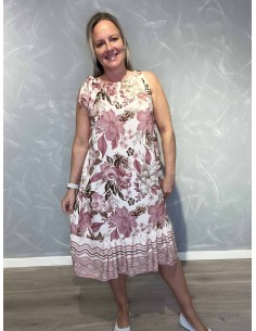Rosa kjole blomsterprint til kvinder – TIPPY Italian Select