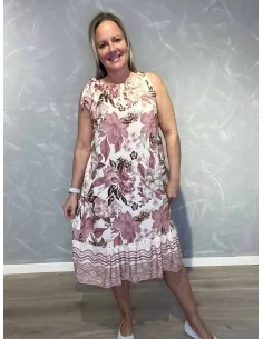 Rosa kjole blomsterprint til kvinder – TIPPY Italian Select