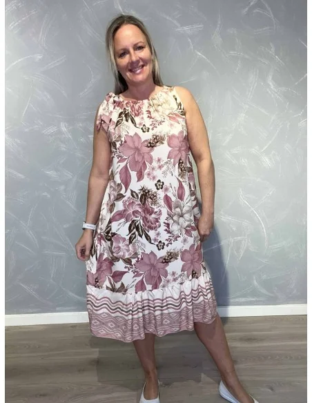 Rosa kjole blomsterprint til kvinder – TIPPY Italian Select