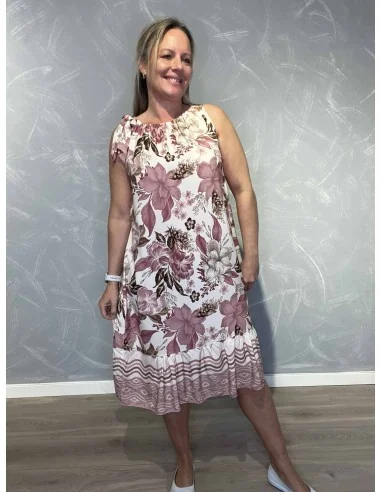 Rosa kjole blomsterprint til kvinder – TIPPY Italian Select