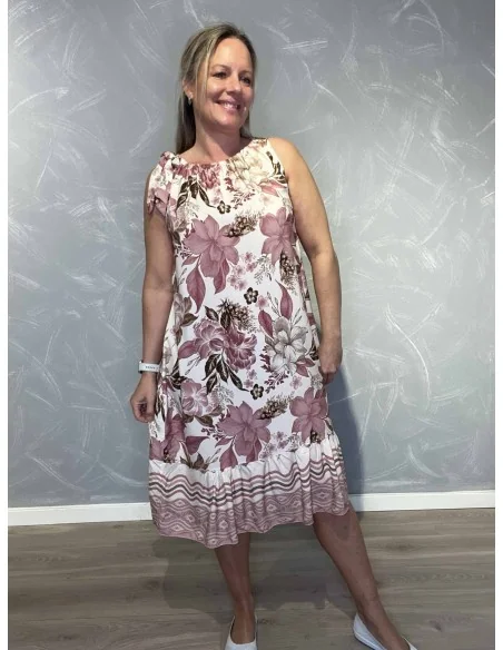 Rosa kjole blomsterprint til kvinder – TIPPY Italian Select