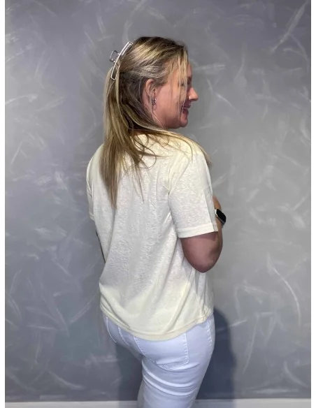 Bagside af gul med hvid bluse til kvinder – TIPPY