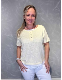 Gul med hvid bluse med lag-på-lag til kvinder – TIPPY Design