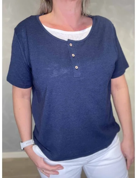 Knapper på navy med hvid bluse – TIPPY