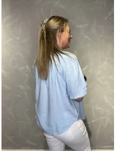 Sky bluse med pufærmer til kvinder – TIPPY Design 2