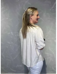 Bluse pufærmer viskose hør | Sand | TIPPY 2