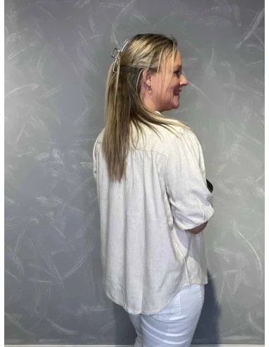 Bluse pufærmer viskose hør | Sand | TIPPY