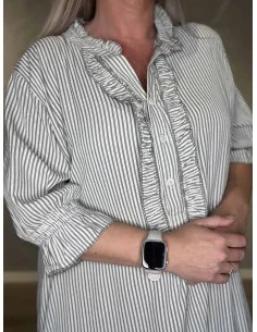 Grøn stribet kjole med flæser til kvinder – TIPPY Collection 2