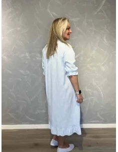 Sky stribet kjole med flæser til kvinder – TIPPY Collection 2