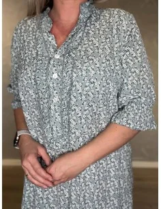 Grøn kjole med små blomster til kvinder – TIPPY Collection 2