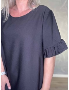 Sort maxi kjole med flæselag til kvinder – TIPPY Collection 2