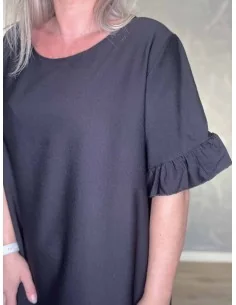 Sort maxi kjole med flæselag til kvinder – TIPPY Collection 2