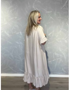 Sand maxi kjole med flæselag til kvinder – TIPPY Collection 2