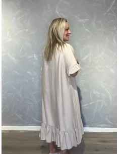 Sand maxi kjole med flæselag til kvinder – TIPPY Collection 2