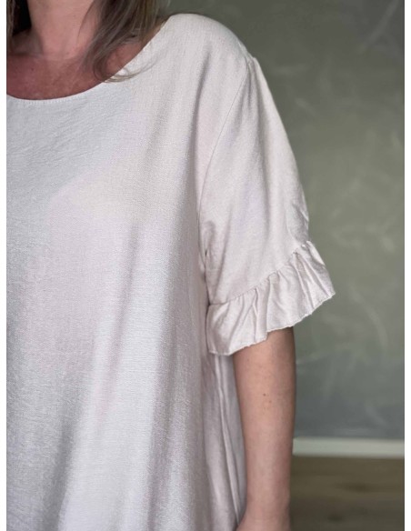 Nærbillede af flæse på ærmer på kjole – TIPPY