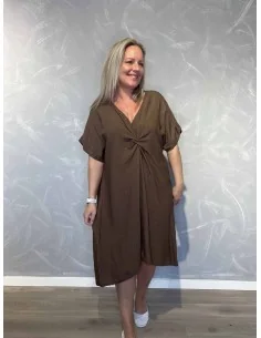 Brun kjole med knude til kvinder – TIPPY Collection