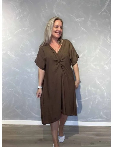 Brun kjole med knude til kvinder – TIPPY Collection