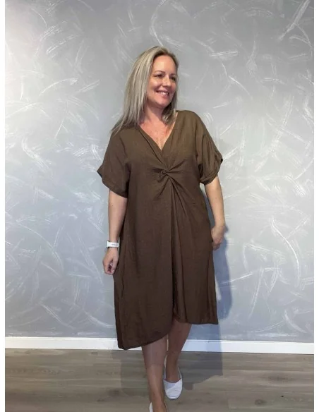 Brun kjole med knude til kvinder – TIPPY Collection