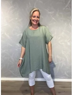 Grøn tunika med sløjfe bagpå til kvinder – TIPPY Collection