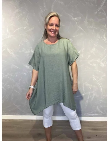 Grøn tunika med sløjfe bagpå til kvinder – TIPPY Collection