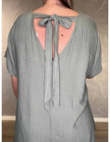 Sløjfe bagpå grøn tunika – TIPPY