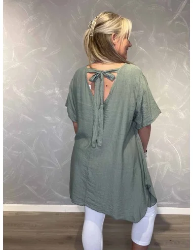 Bagside af grøn tunika til kvinder – TIPPY