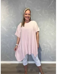 Rosa tunika med sløjfe bagpå til kvinder – TIPPY Collection