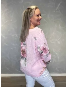 Rosa bluse med blomsterprint til kvinder – TIPPY Italian Select 2
