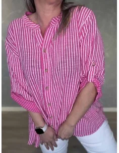 Pink skjorte stribet oversize til kvinder – TIPPY Italian Select 2