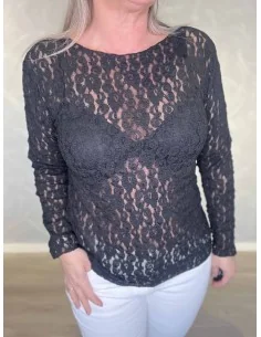 Sort bluse blonde mesh til kvinder – TIPPY Collection 2