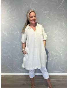 Sand tunika med krave og lomme til kvinder – Design by TIPPY