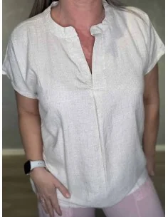 “Sand bluse med kinakrave til kvinder – Design by TIPPY 2