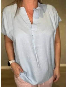 Sky bluse med kinakrave til kvinder – Design by TIPPY 2