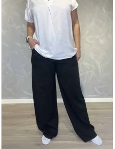 Sort bukser med broderi lommer til kvinder – TIPPY Italian Select