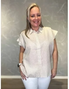 Sand ternet skjorte med box pasform til kvinder – Design by TIPPY