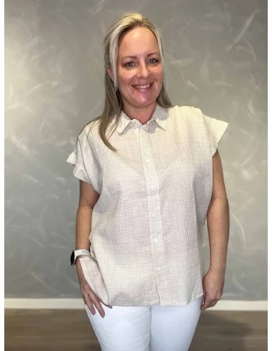 Sand ternet skjorte med box pasform til kvinder – Design by TIPPY