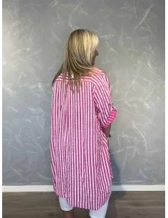 Pink storskjorte stribet bomuld til kvinder – TIPPY Italian Select 2