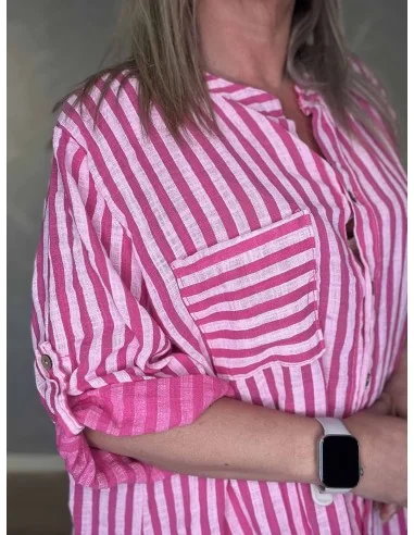 Nærbillede af striber på storskjorte – TIPPY