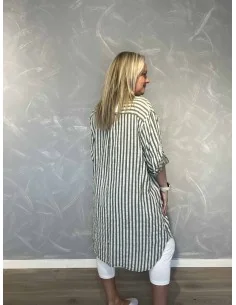 Grøn storskjorte stribet bomuld til kvinder – TIPPY Italian Select 2